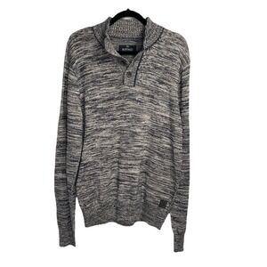 New Buffalo David Britton Henley Sweater‎ Men's XL Blue Gray Knit Cotton Preppy